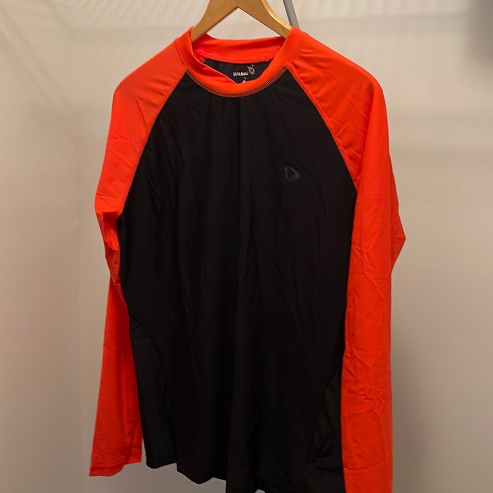 Baleaf UV block shirt. Size large. Orange and black. BNWT